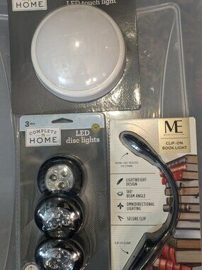 NEW Battery Operated Light Bundle (Stick on lights and Clip-On Book Light)
